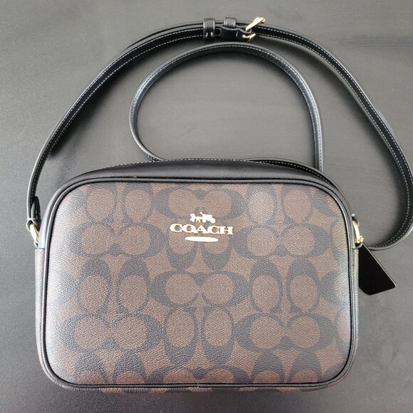Coach Handbags - Coach Jaime Camera Bag in Signature Canvas Black/Brown
